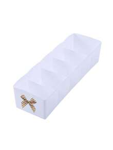 5 Grid Sock Storage Box With Bow,Plastic Drawer Organizer,Stackable Underwear Organizer Box,Desktop Cosmetic Organizer,Compartmentalized Storage Box,Multifunctional For Home Wardrobe Bathroom Desktop Storage,Wardrobe Organization,Housewarming Gift - Multicolor - View 12