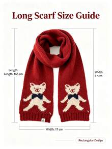 Cartoon Knitted Deer Plush Bear Yellow Scarf Women's Winter Atmosphere Warm Neck Protector Cold-Proof Versatile Shawl - Red - View 3