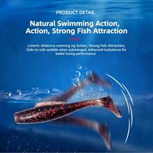 6 Floating T-Tail Soft Baits, TPR Paddle Tail Swimming Baits, Strong-Scent Fishing Soft Lures, Suitable For Freshwater And Saltwater, For Bass, Barracuda, And Trout Fishing - Multicolor - View 4