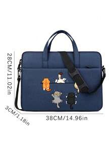 Laptop Bag, Compact Shoulder Bag With Accessory Compartments, Cat Print Design, Equipped With Detachable And Adjustable Shoulder Strap, Data Cable Storage, Fits In Travel Suitcase, Laptop Protective Bag, Briefcase, Document Storage Bag, Portable Commuter Bag, Suitable For Laptop And Tablet, Travel, Commute, Back To School, Halloween, Christmas Gift - Multicolor - View 11