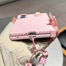 keshengtai Solid Color Heart Rabbit Phone Case With Hinge Protection, Comes With A Wrist Strap, Hard PC Back Plate Protective Phone Cover, Compatible With Samsung Galaxy Z Fold 8 Ultra, Z Fold 7, Z Fold 6, Z Fold 5 - Pink - View 6