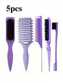 5PCS Children's Hollow Bouncing Massage Combs, Long Handle Cleaning Brushes, Leopard Print Combs. Essential Items For School, Travel And Vacation. - Multicolor - View 14