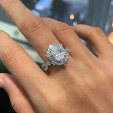 Ins Style 2026 Snowflake Floral Sparkling Ring For Women, Proposal Engagement Wedding Jewelry, Premium Luxury - Platinum - View 3