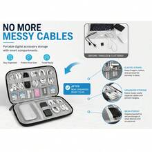 2pcs Travel Cable Organizer Bag, Multi-Pocket Electronic Accessories Case, Suitable For Cables, Chargers, Memory Cards, Portable Tech Gear Storage Bag, Office And Travel Essentials - A - View 4