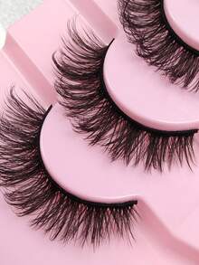 7 Pairs Fluffy Cat Eye False Eyelashes Natural & Realistic Mink Lashes Soft & Voluminous Long Wispy Ends Suitable For Daily Use - Black - View 2