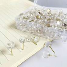 50/100pcs Clear Push Pins, Thumb Tacks For Bulletin Board, Stick Pins Thumb Tacks For Cork Board Wall Hangings, Office Tacks Pins For Desk Decor Organization - 50pcs - View 6
