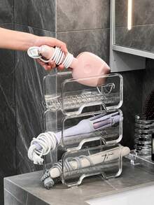 1/2/3/4 buah Rak Penyimpanan Alat Rambut PET Transparan, Organizer Meja Multi-Kompartemen dengan Pengait Kabel, Desain Hemat Ruang, Cocok untuk Alat Pengeriting Rambut, Pelurus Rambut, Pengering Rambut, dll., Ideal untuk Kamar Mandi, Meja Rias, Asrama - MultiWarna - View 10