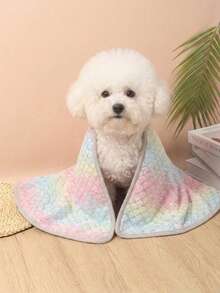 Selimut Hewan Peliharaan Motif Sisik Ikan Warna-warni, Bahan Bulu Karang, Cocok untuk Semua Musim, Sesuai untuk Anjing dan Kucing Kecil hingga Sedang, Alas Tidur Kucing yang Nyaman dan Hangat, Selimut Lembut dan Hangat yang Penting untuk Musim Dingin - S - View 2