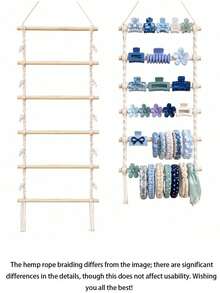 Wooden Rope Hanging Hair Clip Storage Rack, Baby Room Wall Hair Accessory Organizer, Bow Hair Clip And Headband Display Stand - Storage Rack - View 6