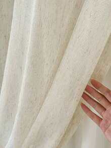 1PC French Cream Style Linen Sheer Curtain, Living Room Bedroom Vintage High-End Japanese Linen Window Sheer - Multicolor - View 2