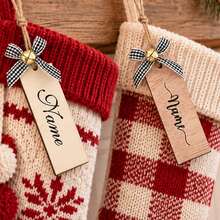 Custom Bow Bell Stocking Tag, Personalized Christmas Ornament, Farmhouse Christmas Tree Decoration, Customized Name Wooden Hanging Tag For Mantel Stockings, Customizable Holiday Party Decor, Festive Gift For Family Friends, Christmas Gift 2026 - Multicolor - View 7