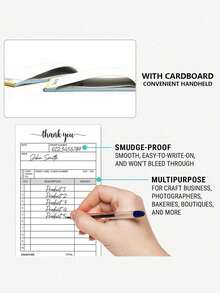 1 Pack Carbonless White & Yellow 2-Ply Receipt/Invoice Book, Suitable For Small Business Note Pads, Orders, Receipts, Invoices, For Business, School And Back To School - A - View 9