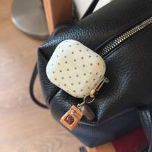 Casing Earphone Motif Polkadot Krem + Liontin Biji Kopi, Cocok untuk AirPods 5/ Pro 3/Pro 2/ 4/ 3/1/2, Pelindung Minimalis Lucu untuk Anak Perempuan - Purple - View 2
