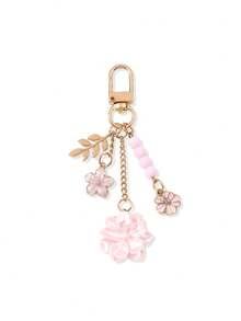 1pc Colorful Large And Small Flower & Leaf Beaded Keychain, Gentle & Exquisite Style Fashion Phone/Bag Charm, Gift For Family And Friends - Multicolor - View 9