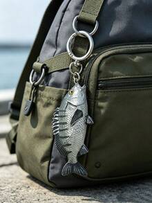 1pc Fish Shape Keychain, Creative Bass Bag Charm Pendant, Unisex Fishing Theme Bag Accessory, KeyRing Ornament For Backpack - Multicolor - View 2