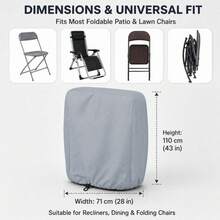 1 buah Sarung Kursi Lipat Luar Ruangan Tahan Cuaca, Dengan Kantong Gesper Tali Serut, Pelindung Kursi Lipat Tahan Air dan UV, Cocok untuk Furnitur Taman dan Teras, Penggunaan Sepanjang Musim, Sarung Kursi Luar Ruangan - A - View 7