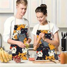 [1pc] Cute Cat Apron - Black, Orange, Tabby Cat Pattern - Lightweight Durable Kitchen Apron, Suitable For Cooking, Baking, Must-Have For Cat Lovers - Easy To Clean Work Apron, Fun Kitchen Decor, Breathable Material, Ideal Choice For Baking Enthusiasts - Multicolor - View 3