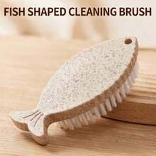 Fish-Shaped Wheat-Straw Nail Cleaning Brush, Multi-Purpose Soft-Bristle Finger Gap Deep Scrubber, Gentle Effective Manicure Dust Remover Tool, Cute Stylish Hand Care Accessory For Home Salon Daily Nail Cleaning Beauty Use - Wheat 1pc - View 2