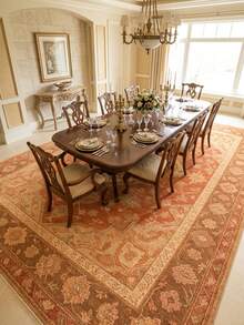 1PC Orange Brown Classical Floral Area Rug, European Vintage Style Faux Cashmere Rectangular Symmetrical Pattern, Machine Washable Suitable For Living Room Bedroom Daily Home Decor, Aesthetic Home Decoration - Multicolor - View 6