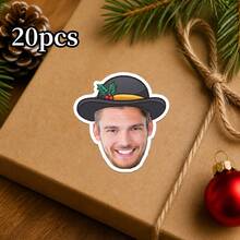 8/20/40/15/30/60pc Custom Christmas Face Stickers, Personalized Photo Santa Elf Reindeer Tree Hat Styles Labels , Holiday Gift Wrap Decor For Cups Envelopes Notebooks Cards, Holiday Party Favors,Christmas Gift - Multicolor - View 25