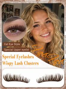 12Rows/13Rows 50D Dark Brown Cluster Lashes Faux Mink Fluffy Lash Clusters Kit, Manga Lashes Fairy Lashes Angel Lashes Wet Look Lashes, Soft Lightweight Reusable Individual Lashes, Comfortable DIY Eyelash Extensions For Beginners - D - View 4