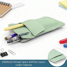 1 X PU Leather Pocket Protector – Pen Holder/Organizer For Shirts, Lab Coats, And Trousers - Random Color and Style - View 4