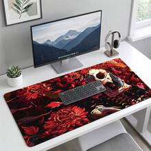 White Skeleton & Red Flower Pattern Gaming Mouse Pad, Non-Slip Rubber Desk Mat, Smooth Glide Surface For PC Laptop Office Home, Gothic Abstract Art Decor, Back To School Supplies - A - View 9
