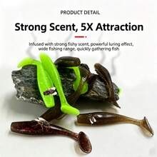 6 Floating T-Tail Soft Baits, TPR Paddle Tail Swimming Baits, Strong-Scent Fishing Soft Lures, Suitable For Freshwater And Saltwater, For Bass, Barracuda, And Trout Fishing - Multicolor - View 2
