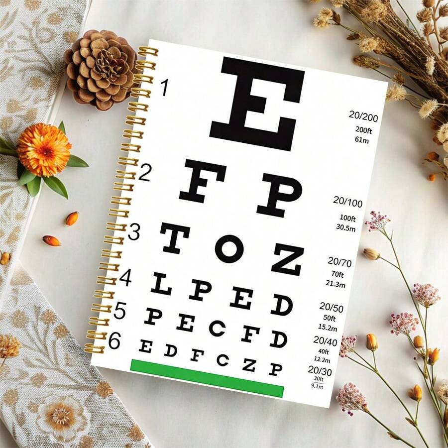 1pc A5 Spiral Coil Notebook - Ophthalmology Theme Spiral Notebook With Vision Chart Cover - Lined Paper, Suitable For School, Office Scenarios, Also As A Gift For Friends, Family, Teachers And Students, Lined Page Notebook Christmas Gift - A5 lined - View 1
