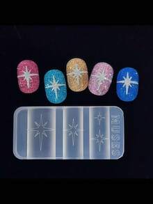 DIY High Transparency 3D Decorative Ring Collection Six-Pointed Star Nail Art Embossed Carved Ornament Silicone Nail Art Mold - Clear - View 9