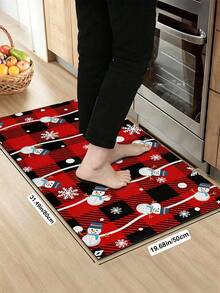 1/2pcs Christmas Kitchen Decor Rug, Christmas Tree Pattern, Winter Kitchen Rug And Mat, Non-Slip Washable Absorbent Kitchen Accessories Decor Mat, Christmas Holiday Gift! - Multicolor - View 15