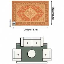 1PC Orange Brown Classical Floral Area Rug, European Vintage Style Faux Cashmere Rectangular Symmetrical Pattern, Machine Washable Suitable For Living Room Bedroom Daily Home Decor, Aesthetic Home Decoration - Multicolor - View 12