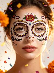 6pcs Colorful Butterfly Snowflake Temporary Face Tattoo Stickers, Fairy Ice Princess Face Decoration Tattoos, Waterproof Face & Body Stickers, Suitable For Halloween, EDM Party, Cosplay, Music Festival Makeup - Multicolor - View 3