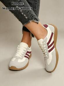 2026 Women's Lightweight Comfortable Beige Slip-On Shoes For Sports/Outdoor/Running/Casual - Burgundy - View 4