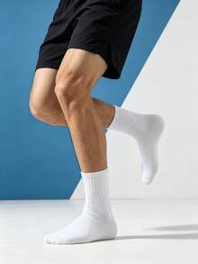 1/5/10/20 Pairs Men's Thick Striped Socks, Simple Versatile, Comfortable Sports Running Socks, Casual Mid-Calf Socks - Multicolor - View 4