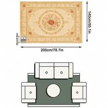 1PC Red Pomegranate Floral Pattern Faux Cashmere Machine Washable Area Rug, European Vintage Style Rectangular Soft Carpet, Living Room Bedroom Home Decor, All Season Use, Aesthetic Home Decoration - Multicolor - View 15