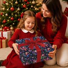 5/10 Sheets Dinosaur Santa Claus Christmas Wrapping Paper, Holiday Gift Wrapping Paper, Pattern Includes Santa Claus Riding Dinosaur, Planets, Stars, Mini Christmas Trees, Gift Boxes, Candy Canes, Wreaths, Mushrooms, Suitable For Christmas Gift Wrapping And Holiday Parties - A - View 7