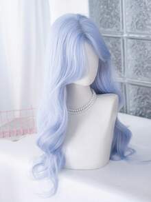 alicegarden 28 Inch Long Synthetic Wig, Natural Wavy Style, Stunning Blue. Middle Part Design, This Wig Piece Is Perfect For Women's Daily, Party And Cosplay Use, Providing A Natural And Durable Wig Gift. - Blue - View 4