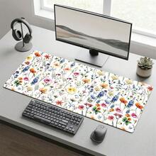 White Background Minimalist Colorful Floral Pattern Gaming Mouse Pad, Non-Slip Rubber Desktop Mat, Smooth Glide Surface, Suitable For Computer Laptop Office Home, Exquisite Abstract Art Decor, Back To School Supplies - A - View 4