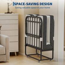 Folding Bed with 5 Inch Memory Foam Mattress, Rollaway Guest Bed, Portable Foldable Beds with Lockable Wheels & Metal Frame, Portable Folding Bed for Home Guest Room - 75*31 Zoll 12 cm Matratze - Übersicht 8
