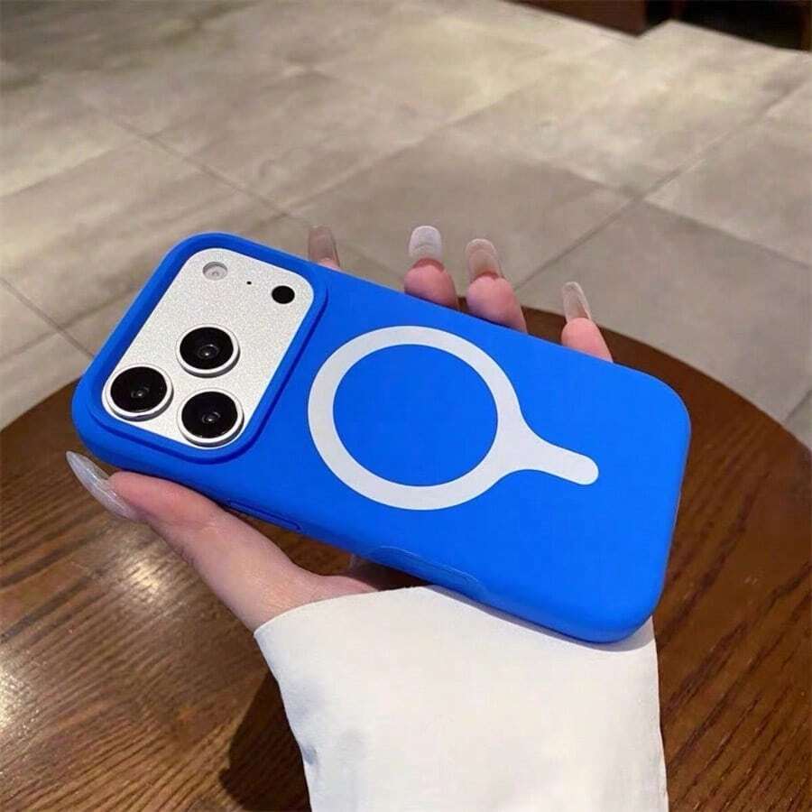 Dopamine Color Liquid Silicone Magnetic Phone Case Compatible With IPhone 18 Pro Max 17 16 15 14 13 Wireless Charging Soft Back Cover - Mediterranean Blue - View 1