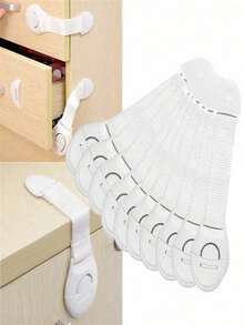 10pcs White Safety Cabinet Lock Safety Protection Drawer Door Cabinet Lock Plastic Door Lock - A - View 2