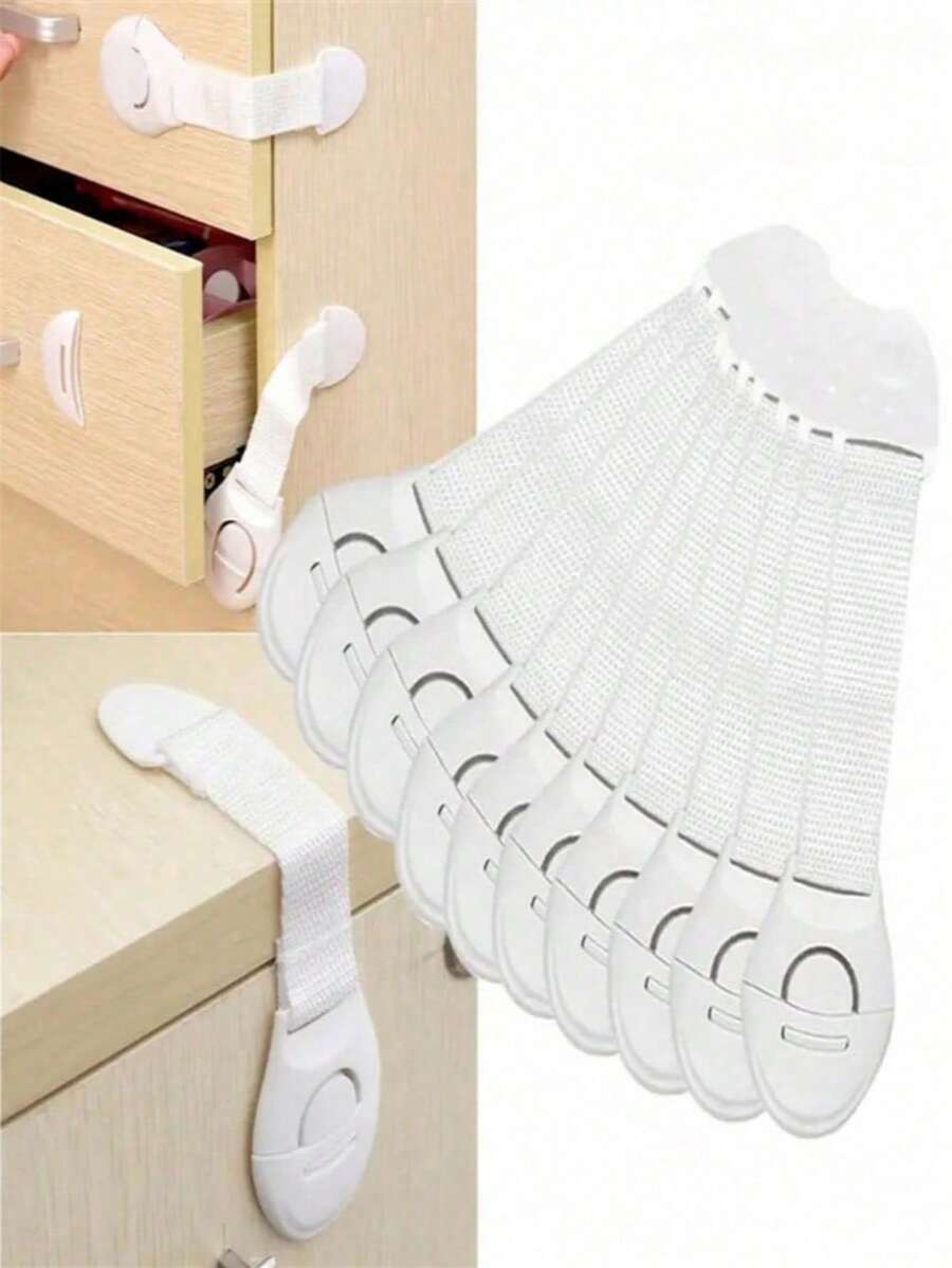 10pcs White Safety Cabinet Lock Safety Protection Drawer Door Cabinet Lock Plastic Door Lock