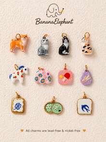 1pc Sweet & Cute Enamel Metal Charm Assortment, Multi-Pattern Mini Pendant Charms With Adorable Pet Animals And Fun Daily Elements, Lead-Free & Nickel-Free, DIY Jewelry Making Supplies, Perfect For Bracelets, Necklaces, Earrings, Keychains And Handmade Gifts - Multicolor - View 1