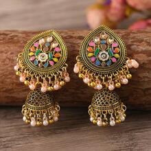 Hollow Floral Earrings With Jingle Bell Pendant, Boho Style, Versatile Design Can Be Worn Alone Or With Bells For Festive Occasions - Multicolor - View 13