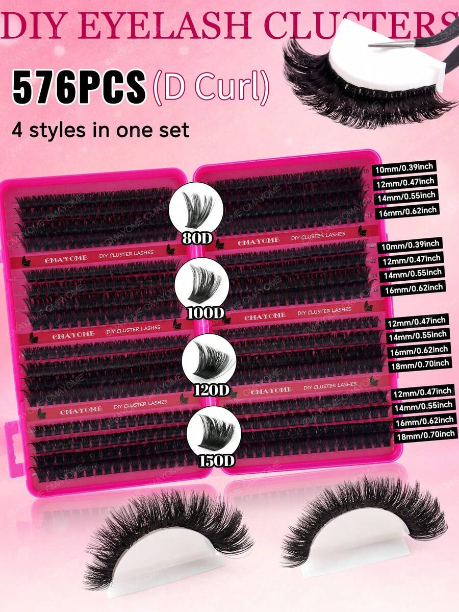 Value Pack: 576/592/616/640 Clusters Segmented Lashes, 10‑18mm Dense D Curl Individual Extensions. Ultra Soft Lash Clusters For Full Glamorous Look. 10D‑150D Waterproof Lightweight Lashes. Perfect For Daily Wear, Dates, Parties, Christmas & Halloween