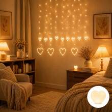 Heart-Shaped LED Ambient Night Light, Warm White Soft Light Table Lamp Decor, Button Battery Powered, Bedroom Bookshelf Desktop Home Decoration, Valentine's Day Holiday Gift - Heart-shaped Night Light - View 6