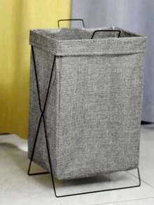 1pc Foldable Laundry Basket With Iron Frame & Washing Bag, Home Storage & Organization For Clothes And Toys - White - View 7