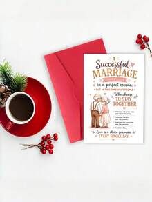 1pc Romantic Anniversary Greeting Card With Envelope, Sweet Love Message For Husband Wife Couples, For Wedding Celebration, Valentine's Day, Romantic Gift For Spouse, Blank Inside - View 3