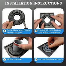 Shower Floor Drain Anti-Backflow Hair Filter, Odor-Proof Design, Prevents Backflow, Odor And Hair Clogging, Universal Fit For 1.9-3.9 Inch Drain Pipes And Sewage Pipes, Black/Grey - Black - View 2